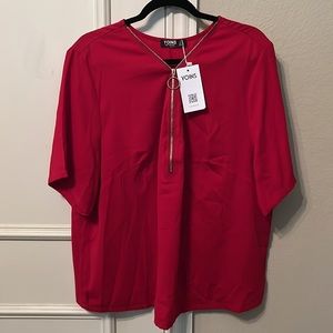 NWT Red With Gold Zipper Blouse | Size 3X